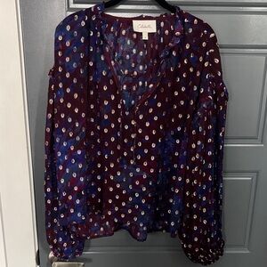 Cleobella Multicolor Blouse with Purple and Blue and Gold metallic accents